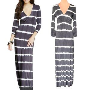 NWT  Hodges Tie Dye Maxi Dress Sz.L Gray White Boho Festival Hippie Babydoll Y2K